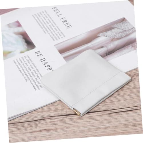 Hemobllo Leather Earphone Pouch Protective Bag with Automatic Closure Small Earplug Cover for Wireless Earbuds White Portable Headphone Carrying Case for Travel — view 5