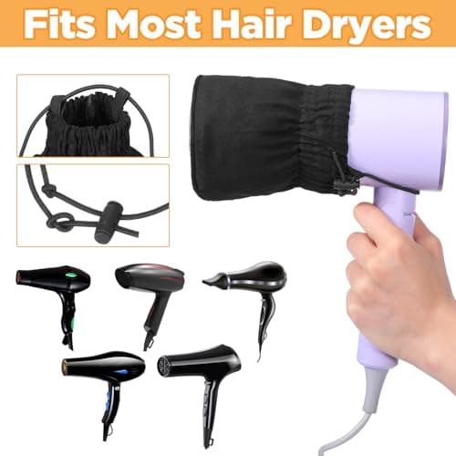 Foldable Travel Diffuser Hair Dryer - Universal Diffuser Attachment for hairdryer for Curly Wavy Hair - Black hot Sock diffusers Heat Resistant Nylon Mesh Cotton Canvas — view 4