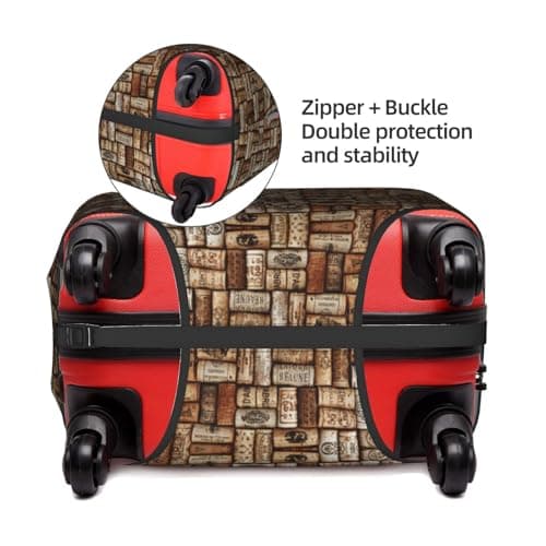 Wine Cork Printing Large Suitcase Cover, Elastic Suitcase Cover with Zipper, Protects Luggage During Travel — view 4