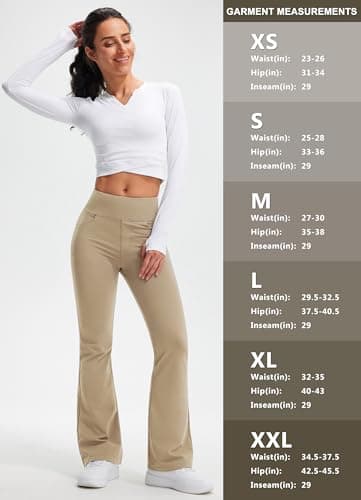 Libin Womens Fleece Lined Flared Leggings Thermal Trousers 31,Khaki S — view 6