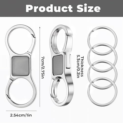 Thinp 2 Sets Key Chains for Car Keys, Detachable Key Ring Quick Release Keychain with 4 Key Rings Heavy Duty Car Key Organizer Key Chain Holder Clip for Men and Women (Silver) — view 2