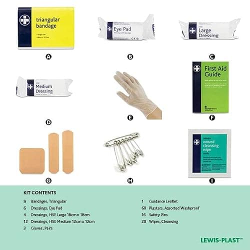 LEWIS-PLAST Premium Small 1-10 Persons Polypropylene First Aid Box - Complete with Integrated Carry Handle and Unique Flip-up Wall Mounting System - Meets Health & Safety Executive Guidelines — view 5