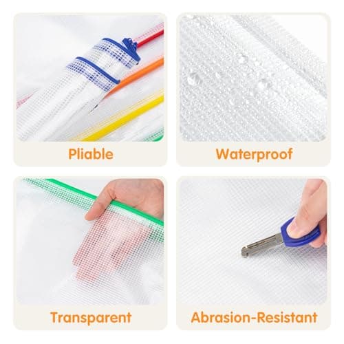 WISYOK A5 Plastic Wallets Zip, 12pcs, 23.5x16.5cm, 12 Colours — view 3