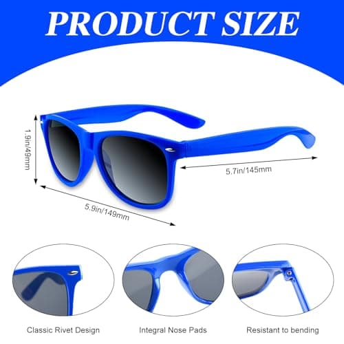 BOUBONI Colorful Party Sunglasses Bulk 20 Packs for Wedding Beach Summer Pool Party Supplies Goodie Bags Stuffers (Dark Blue, Millimetres, 145) — view 2