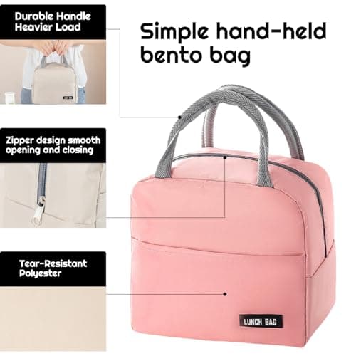 SUOXU Insulated Lunch Bag for Men Women Kids Cool Bag- Reusable Thermal Food Bag Ice Pack with Leak-Proof Liner, Cooler Tote for Work, School, Picnic & Travel (Pink-5L) — view 2