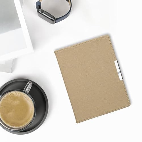 kwmobile Cover Compatible with Kobo Aura H2O Edition 2 - Case for E-Reader - Denim Look Fabric Flip Case - Beige — view 2