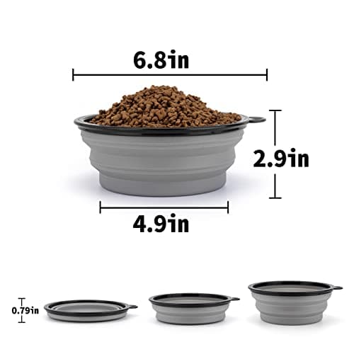 SLSON Collapsible Dog Bowls 2 Pack Dog Travel Bowl with Lid and Carabiners Pet Feeding Water Bowl Portable Dog Feeder for Walking, Travelling and Daily Use（1000ml） — view 3