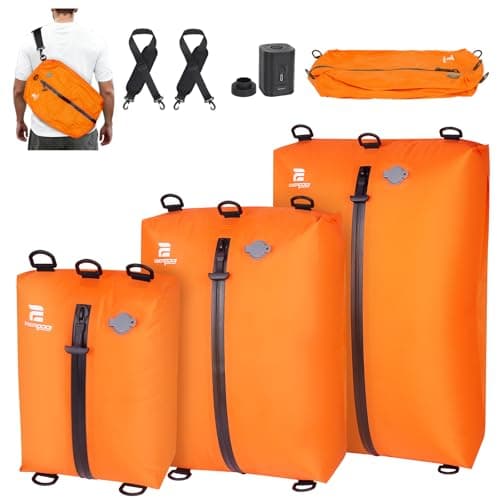 ESCRODOI 3-Size Set Vacuum Bags for Travel with Pump,Reusable,Orange