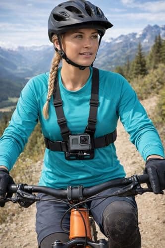 micros2u Action Camera Adjustable Chest Strap Harness Mount with J Hook Adapter. Compatible with Gopro Hero 13 12 11 10 9 8 7 6 5 4 3 / DJI, AKASO, Apeman, Apexcam & Most Action Cameras — view 4