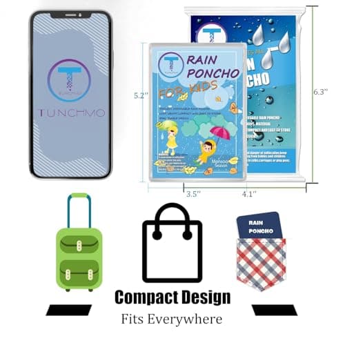 TUNCHMO Disposable Rain Ponchos Family 6 Pack for Adults & Kids Extra Thick — view 6