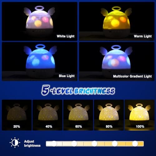 Diboniur Baby Night Light Projector Night Light Kids, 22 Films+20 Lullabies, Baby Sensory Lights for Autism, Star Projector Light for Kids Bedroom, Rechargeable Baby Lights Projector (Angel) — view 4