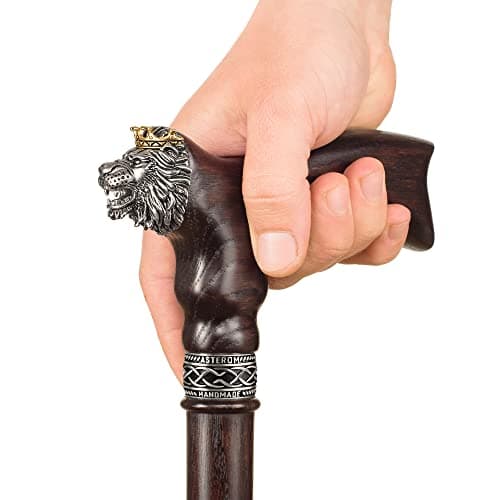 Asterom Walking Stick, Wooden Walking Sticks for Men, Walking Cane (Lion) — view 5