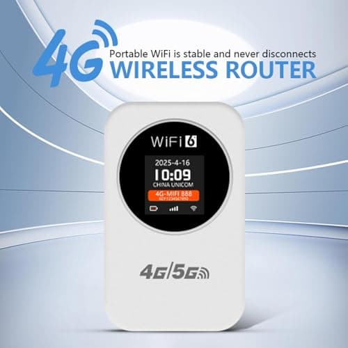 XUMIUZIY Portable 4G WiFi Router, Mobile Wireless Hotspot with 3000mAh Battery and LCD Display for Travel Camping Hotel Business Trip Supports SIM Card and 10 Devices (White) — view 2