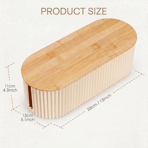 Cable Tidy Box, Cable Management Box with Bamboo Lid, 33×13×11cm — view 2