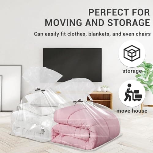 Generic Extra Large Clear Plastic Storage Bags 4Pcs 40x60In 100x152CM Heavy Duty Reusable Jumbo Bags for Moving Storage Furniture Luggage Home UK — view 4