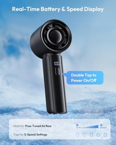 gaiatop Powerful Handheld Fan Rechargeable, High Speed 100-Level Turbo Fan — view 5