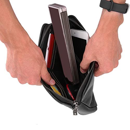 Xiuganpo Smart Fingerprint Wallet for Men, Zipper Security Leather — view 3