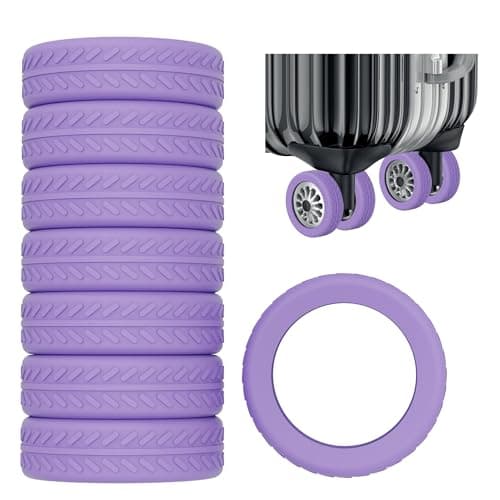 AWINNER Luggage Wheel Covers 8 Pack Upgraded,Silicone Luggage Wheel Protector Covers for Most 8 Spinner Wheel Suitcases or Office Chair Caster,Durable,Mute and Shock Absorption, Purple