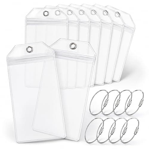 YANJINGSHE Luggage Tags, 8 Pack Cruise Tag Holders, Waterproof Steel Loops