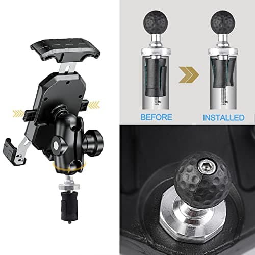 iMESTOU Motorcycle Fork Stem Phone Mount, Anti-Theft 1" Ball Phone Holder with Double Socket Arm Fits to RAM B Size Components 720° Rotation for 4.0"-7.0" Cellphones — view 2