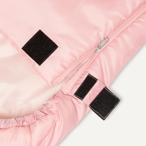 Amazon Basics Kids Sleeping Bag for Camping, 10°C Rated, Machine Washable, Hood, Compression Sack, Pink, 168 x 74 cm — view 3