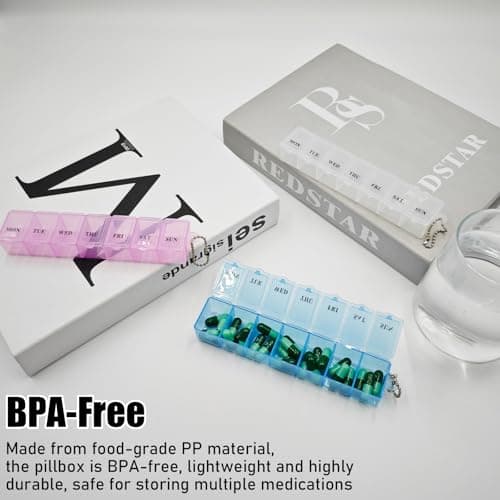 3 Pack Transparent Weekly Pill Box, Once Daily Tablet Organiser, Push Lid — view 3