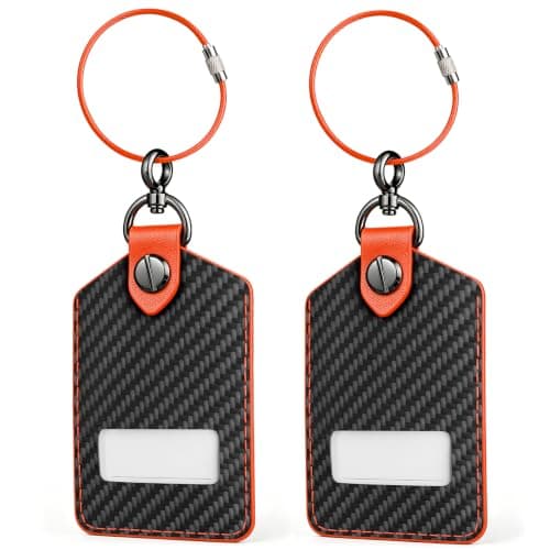 T-carbon Leather ID Luggage Tags, Carbon Orange