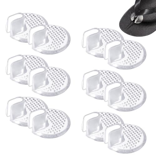 LBEWXAU 6 Pairs Flip Flop Cushion Pads, Toe Seam Guards Protectors Comfortable Forefoot Padding Inserts Anti-Slip and Reuse for Health and Household, Beach, Outdoors Travel(Transparent)