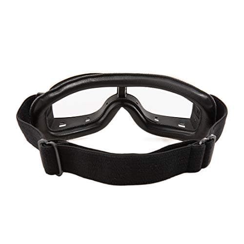 Evomosa Motorcycle Goggles PU Leather Windproof Sunglasses Sports Glasses Retro Bike Glasses for ATV Motocross (Black) — view 4