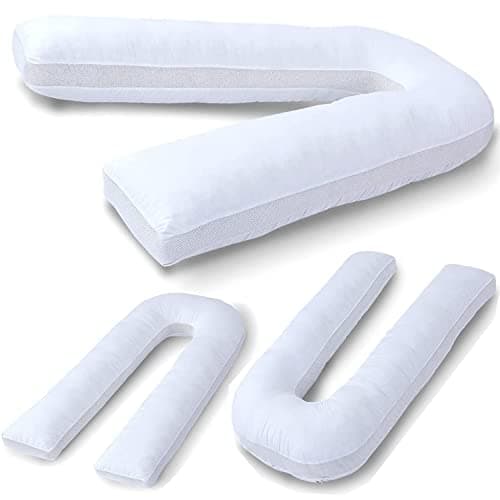 YORKSHIRE HOMEWARE Breathable 12Ft U Shaped Pillow With Air Mesh Sides | Full Body Nursing Maternity Pillows | Back, Neck, Hip, Belly Support Hypoallergenic Pillows With Zip Cover | Anti Allergic