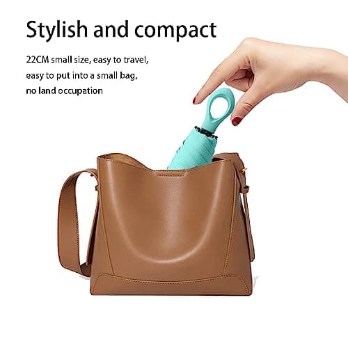 Mini Sun Travel Umbrella Ring handle Coating Layer Fabric Blocking/anti UPF 50 UV Protection 99.9% Compact Folding Purse Umbrella/Lightweight Small Portable Backpack/Rain Sun/Men Women Kids — view 6