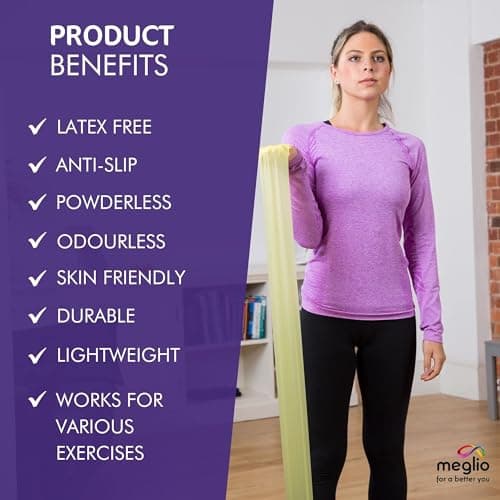 Meglio Resistance Band, 1.5m, Blue, Latex Free, With Exercise Guide — view 2