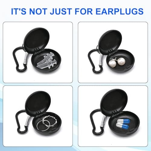 LICQIC Earplug Case, Earbud Storage, 2 Pcs, Black+Blue — view 4