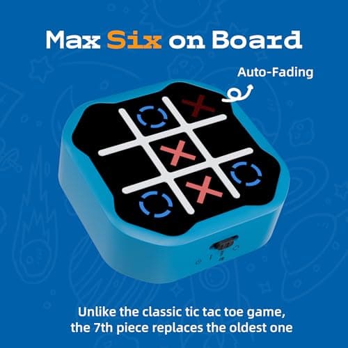 MASSRT 3-in-1 Electronic Tic Tac Toe Handheld Travel Game, Blue — view 2