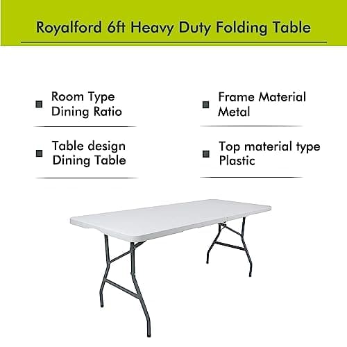 Royalford Heavy Duty Pack of 6 Folding Padded Chair with 6ft Heavy Duty Folding Table - Portable & Compact Foldable Table - Outdoor & Indoor Home Office Dining — view 3