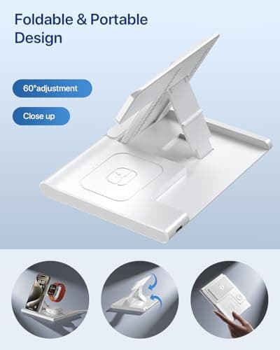 Wireless Charger,Foldable 3 in 1 Wireless Charger Stand for Apple Watch,Airpods Pro/3/2,Fast Wireless Charging Station for iPhone 17/Air/16/15/14/13/12/11/XS/XR/X/8（No Plug Included) — view 6