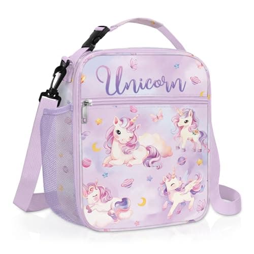 Clastyle Insulated Kids Lunch Bag with Bottle Holder Unicorn Lunch Box
