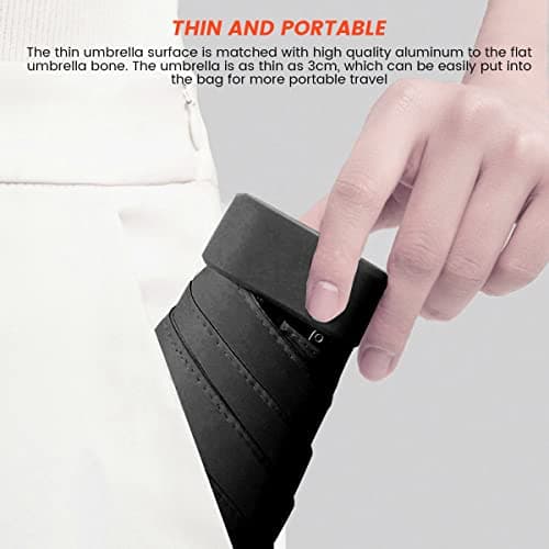 Foribyw Mini Travel Umbrella with Case Small Compact Anti-UV Rainproof Windproof Umbrella Fast Dry and Ultra Lightweight Tiny Pocket Umbrella for Women Man Students (black) — view 5