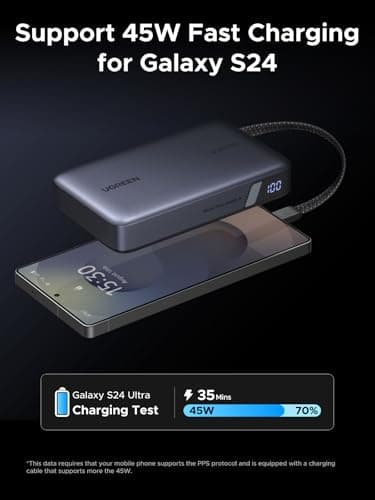 UGREEN Nexode 67W 20000mAh Power Bank 3-Way Output Built-in USB C Cable — view 3