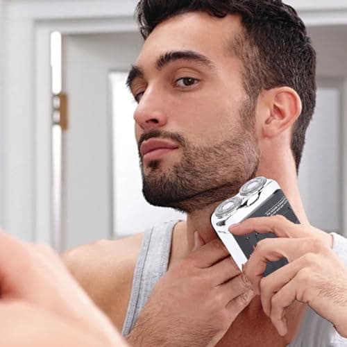 Omquot Pocket Size Electric Trimmer Efficient Dual Head Trimmer for Travel and Daily Use White Lithium Battery (Black) — view 2