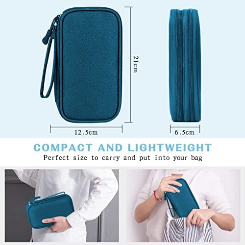 FYY Travel Cable Organiser, Electronics Accessories Bag, Waterproof Tech Storage Pouch, 2-Layer Universal Carry Case for Charger, Power Bank, USB Drive M-Dark Green — view 2