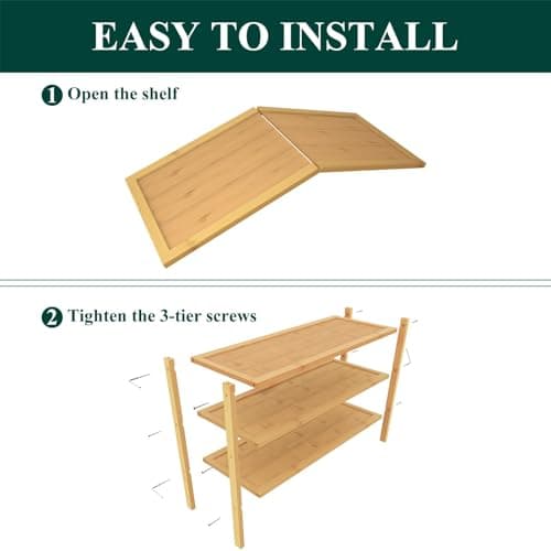 smiry Bamboo Shoe Rack, 3 Tier Shoe Organizer for Entryway & Living Room, Stackable Free Standing Storage Shelf for Shoes, Bags & Plants, Natural — view 6