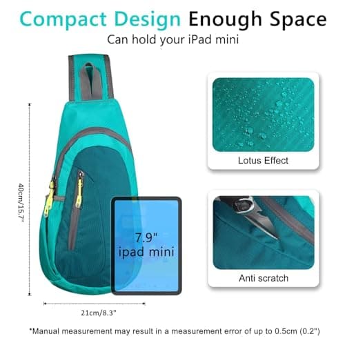 TITECOUGO Small Sling Bag Lightweight Crossbody Bag for Women Rucksack for Men Running Backpack Travel Chest Pack Shoulder Daypack for Gym Work Sports Hiking Outdoor Green/Dark Green — view 4