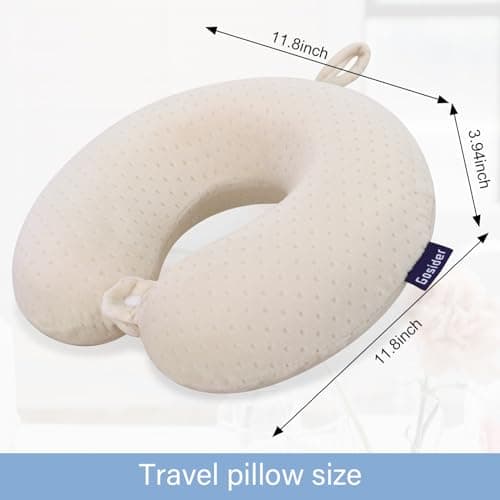 Gosider Memory Foam Neck Pillow, Plane Travel Pillow, Beige — view 3