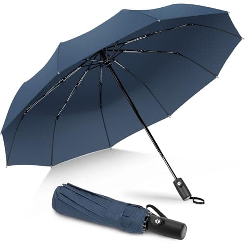 ZOMAKE Compact Umbrella Windproof,Travel Small Umbrella (46in-Navy Blue)