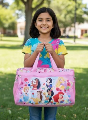 Kids Character Duffle Bag 16.5" – Travel & Sports Bag with Zipper Pocket, Mesh Side Pockets & Adjustable Strap, Princess, Licensed Character Kids Duffle Bag — view 3