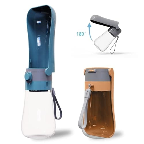 Foldable Dog Water Bottle [Blue, 430ml/15oz] Portable Walking Pet Water Dispenser Bowl Accessories Outdoor Hiking Travelling — view 5