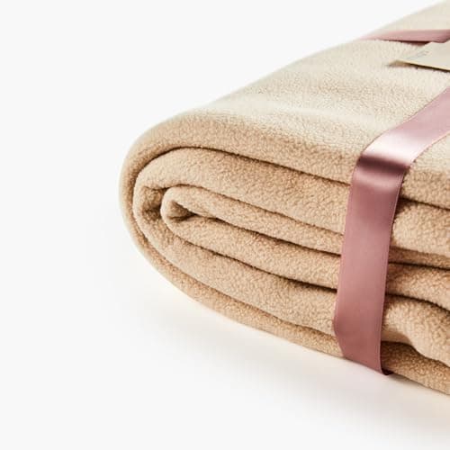 Myga Reversible Fleece Yoga Blanket - Soft, Warm & Lightweight Blanket for Yoga, Meditation and Relaxation - Machine Washable & Cozy Throw for Home & Travel - Large, 200cm x 145cm (Sand) — view 4