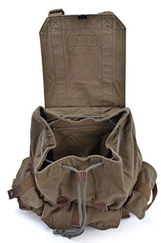 GOOTIUM Canvas Backpack - Vintage Outdoor Rucksack Travel Day Pack, Army Green — view 6