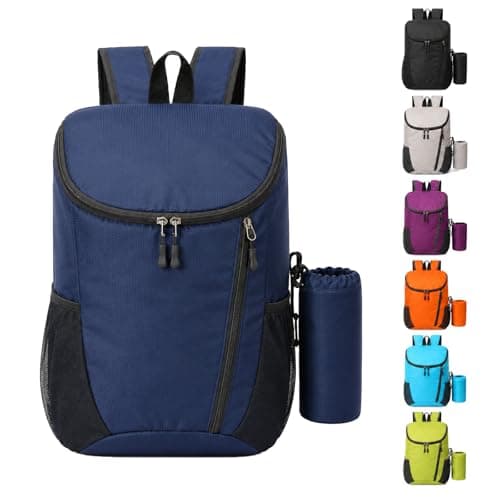 NWDEY Lightweight Foldable Backpack, Waterproof Small Rucksack with Flip Top Main Compartment, 160g Packable Casual Daypack for Men Women Kids, Perfect for Hiking Camping Travel Cycling (Navy Blue)